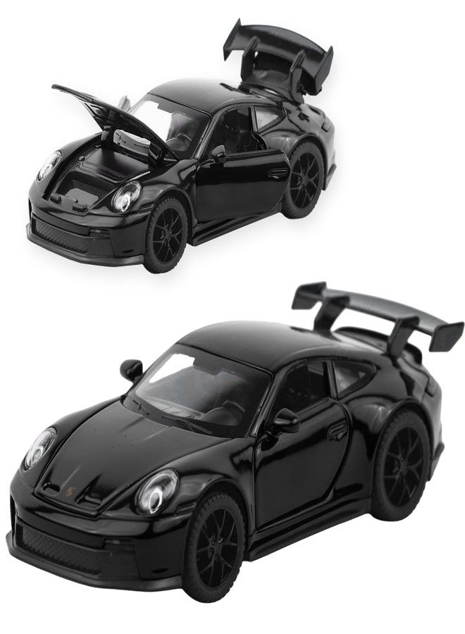 JOY JUNCTION Porche Model Car 1:32 Exclusive Alloy Metal Pull Back Die-cast Car Die-cast Metal Pullback Toy car with Openable Doors & Light Music (Black) - Image 1